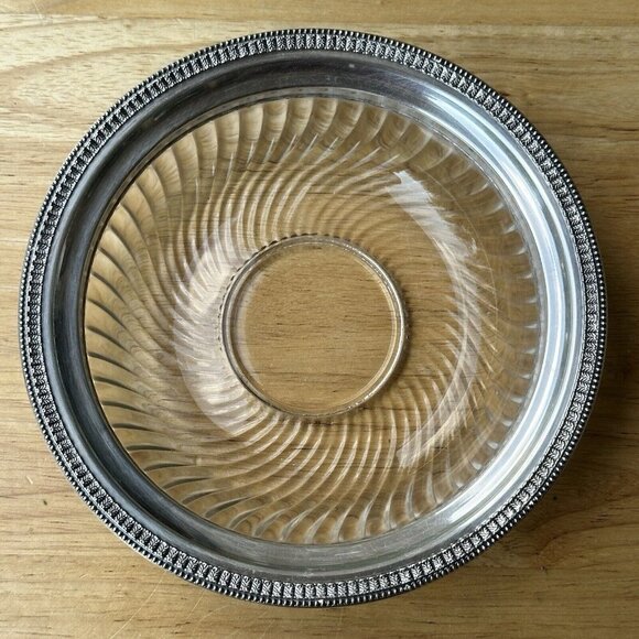 Antique Webster Company 1705 Sterling Silver Trim Crystal Dish 5.75" Diameter - Picture 1 of 8